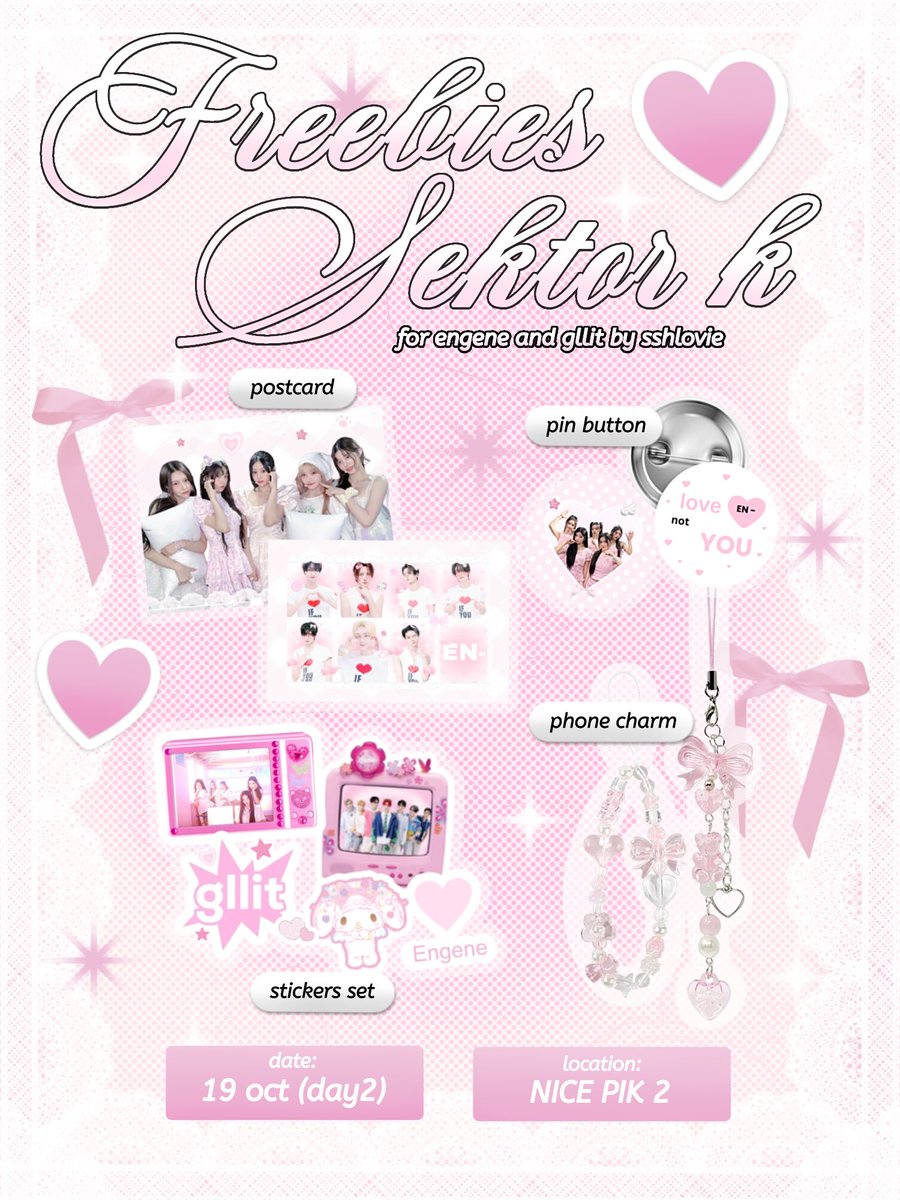 :¨ ·.· ¨:
 `· . freebies #SectorK2025 ୨୧

𝘣𝘺 <a href="/sshlovie/">𝒮sa ❤︎</a> 🎀˚.♡

🎀 day 2 (19/10) 
🎀 say hi, rt &amp; like to claim
🎀 open for trade ♡ 
🎀 if you get it pls tag me, let’s be moots &lt;3 

~ very limited qty 𐙚  

𝘴𝘦𝘦 𝘺𝘰𝘶 𝘵𝘩𝘦𝘳𝘦 ! 💭💗 #ENHYPEN #ILLIT