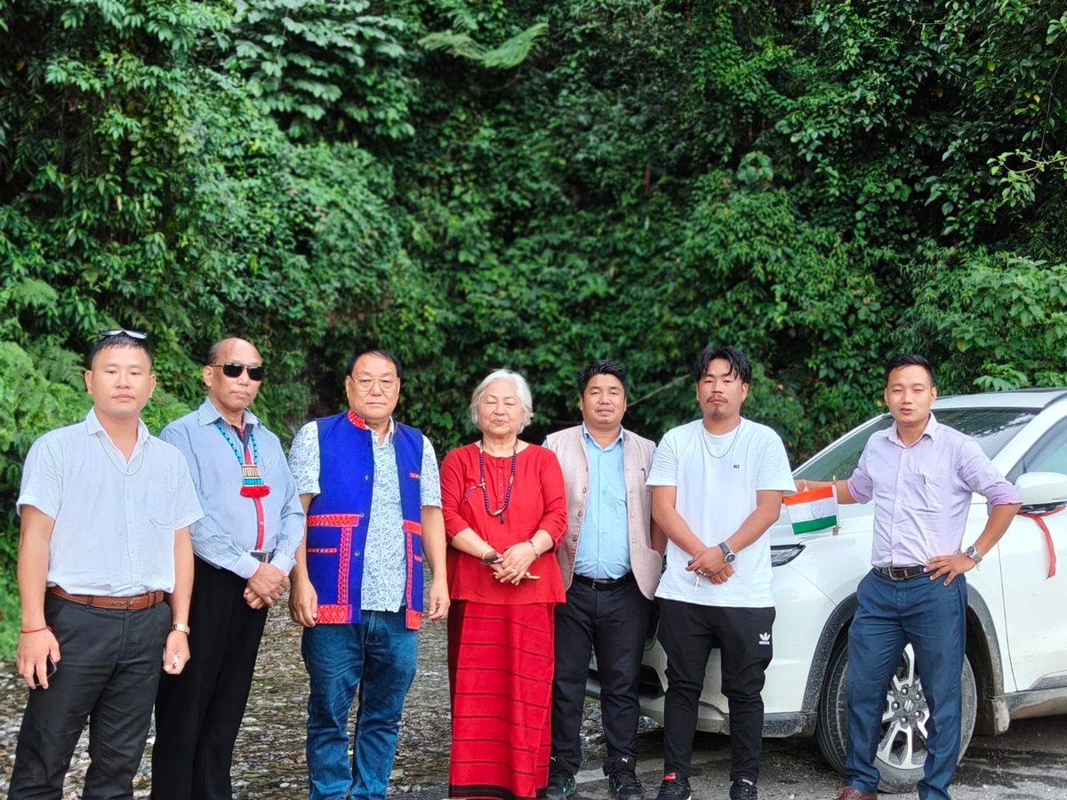 INCArunachal's tweet photo. APCC team with @Bosiram_Siram, President, APCC in East Siang District after attending the program of massive joining of new members to Indian National Congress(@INCIndia) on 13 Oct'2025 at Mopung village under 32 Rumgong Assmlembly Constituency. https://t.co/kOLXDwIrjS