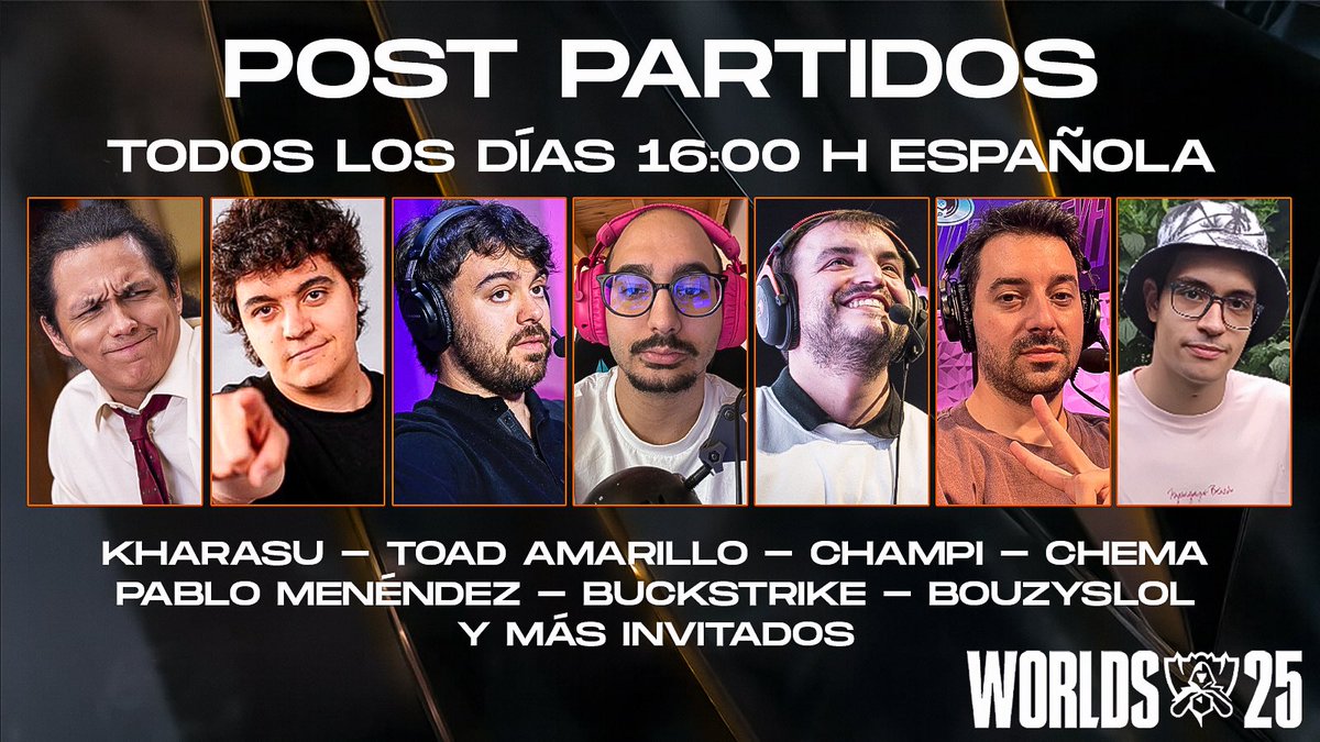 Algunos me estabais preguntando si habrá postpartido de los Worlds, EVIDENTEMENTE.

TODOS LOS DÍAS A LAS 16.00H (horario peninsular de España)

Aunque la serie termine antes os esperamos a las 16h en mi canal.
Todo se resubirá a YouTube y Spotify.

TENDRÉIS CONTENIDO DE CALIDAD🙌🏼