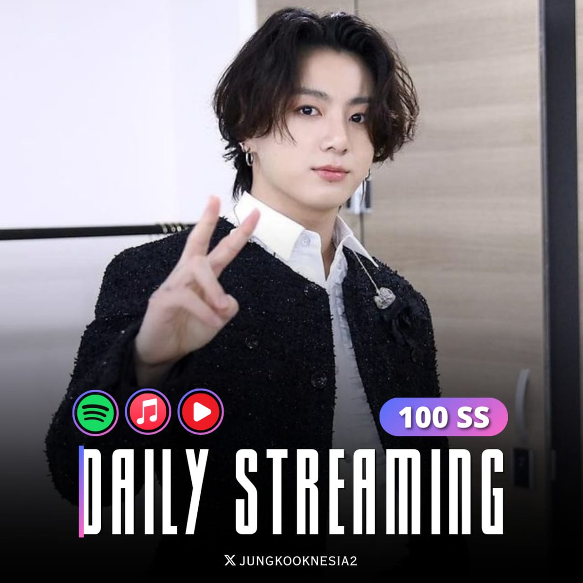 DAILY STREAMING! 🥳

Let's stream harder for Seven, 3D, SNTY, GOLDEN and Jungkook. Fighting! 🔥

📀 Spotify
— Prem: open.spotify.com/playlist/7Dwxg…
— Free: open.spotify.com/playlist/2cfkh…
📀 AM: music.apple.com/id/playlist/ju…
📀 YT: youtube.com/playlist?list=…

STREAM SEVEN TO 3B
#정국 #JungKook