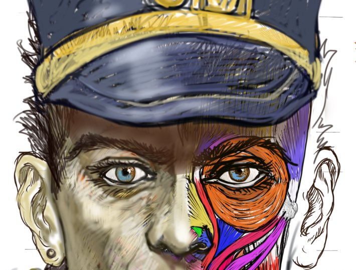 今日のデジタル板書
学生のリクエストで空条承太郎
#京都精華大学　#美術解剖学　#jojo