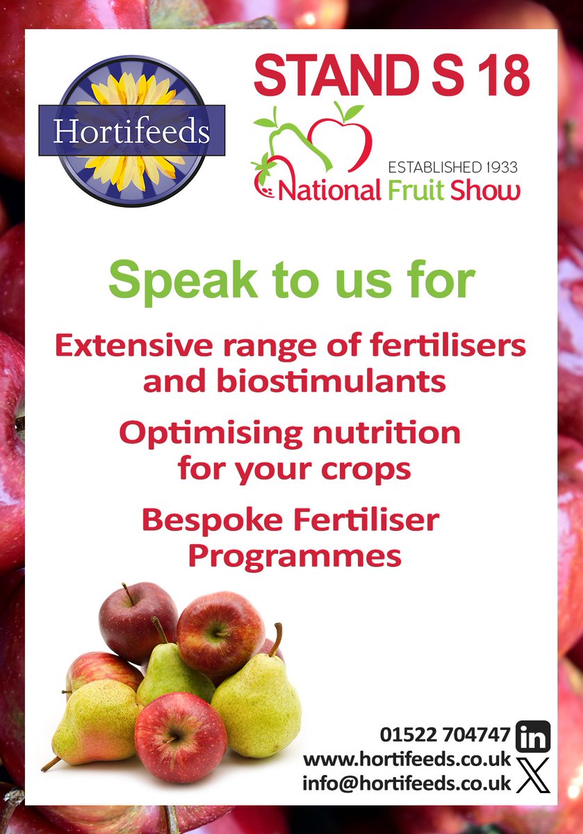 🍏🍓 We’re delighted to confirm that <a href="/Hortifeeds/">Hortifeeds</a>  will be present at the National Fruit Show on 5 November 2025 👉nationalfruitshow.org.uk
We’ll be showcasing our solutions tailored for top &amp; soft fruit growers, from bespoke fertilisers and biostimulants to nutrition strategies.
