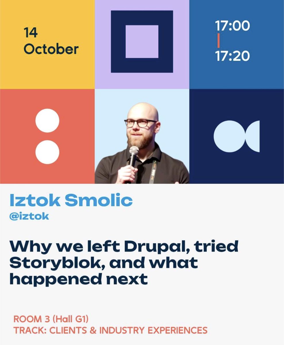 agiledrop's tweet image. Who's at @DrupalConEur? 🙌
If you're here, come find us at our booth, have a chat and pick up some premium swag!
And, if you have room in your schedule, don't miss our CEO @Iztok's session about Drupal vs Storyblok - today at 5 pm CEST.
#Drupal #DrupalCon #DrupalConVienna