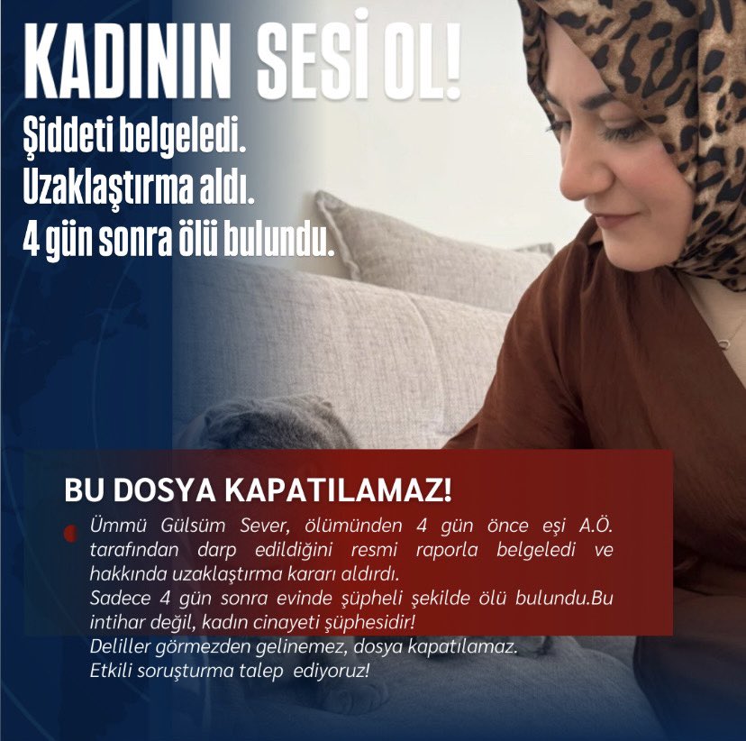 SaatogluAyse's tweet photo. Şiddeti belgeledi.
Uzaklaştırma aldı.
4 gün sonra ölü bulundu.
Bu intihar değil, sistemin işlediği cinayet!
#ÜmmüGülsümSever #KadinaSiddeteHayir #kadincinayetlerinidurduracagiz #AFazenda17 https://t.co/iNmzlZeULq