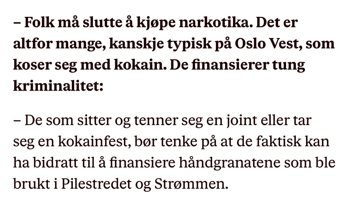 JEG VISSTE DET!

Det var de jævla kapitalist-svina på vestkanten som var problemet - IGJEN!

Fredelige og dyktige doktorer og ingeniører blir tvunget ut i håndgranatkasting på grunn av det umettelige kravet om narkotika fra Oslo Vest.