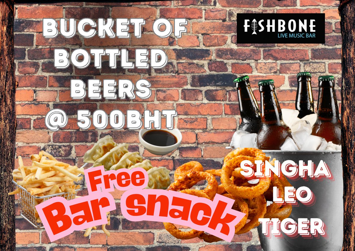 Fishboneli64795's tweet photo. Enjoy and chill out with our live music on great deals from 8pm to 12 midnight 🍺🍻🍺🍻
Get your bucket of selected bottled beers @500bht / free bar snacks🍟🫓🥙🌮🫔🌯🫵😎🤟
#prakanongbar
#cocktailbar
#livemusicbangkok
#beerlovers
#beerpromotion
#beerdeals@followers
#bottledbeer https://t.co/WYUjam86SD