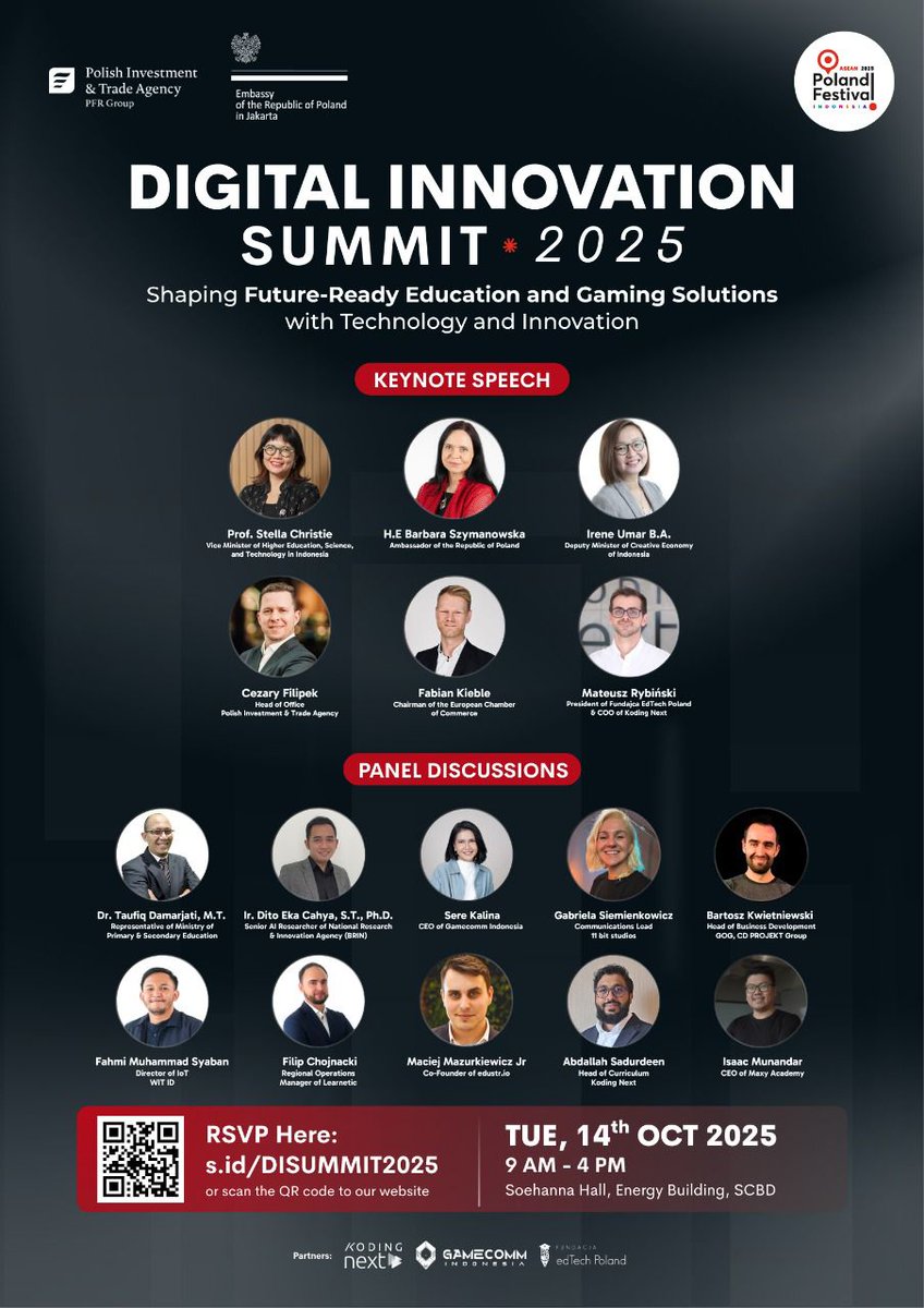 At the Digital Innovation Summit in Jakarta, 🇵🇱 EdTech and gaming companies showcased their creativity and experience. Inspiring keynote by Minister Stella Christie - a true expert in cognitive and learning sciences. 
Excited for stronger 🇵🇱🇮🇩 cooperation in innovative education!