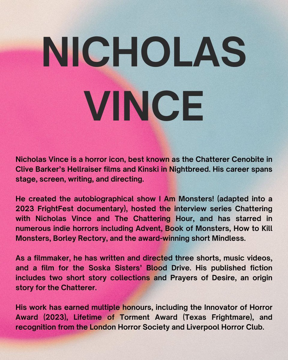 The 8th Annual South African Independent Film Festival Juror #9

Nicholas Vince - @nicholasjvince
Actor/Horror icon
Hellraiser/Nightbreed