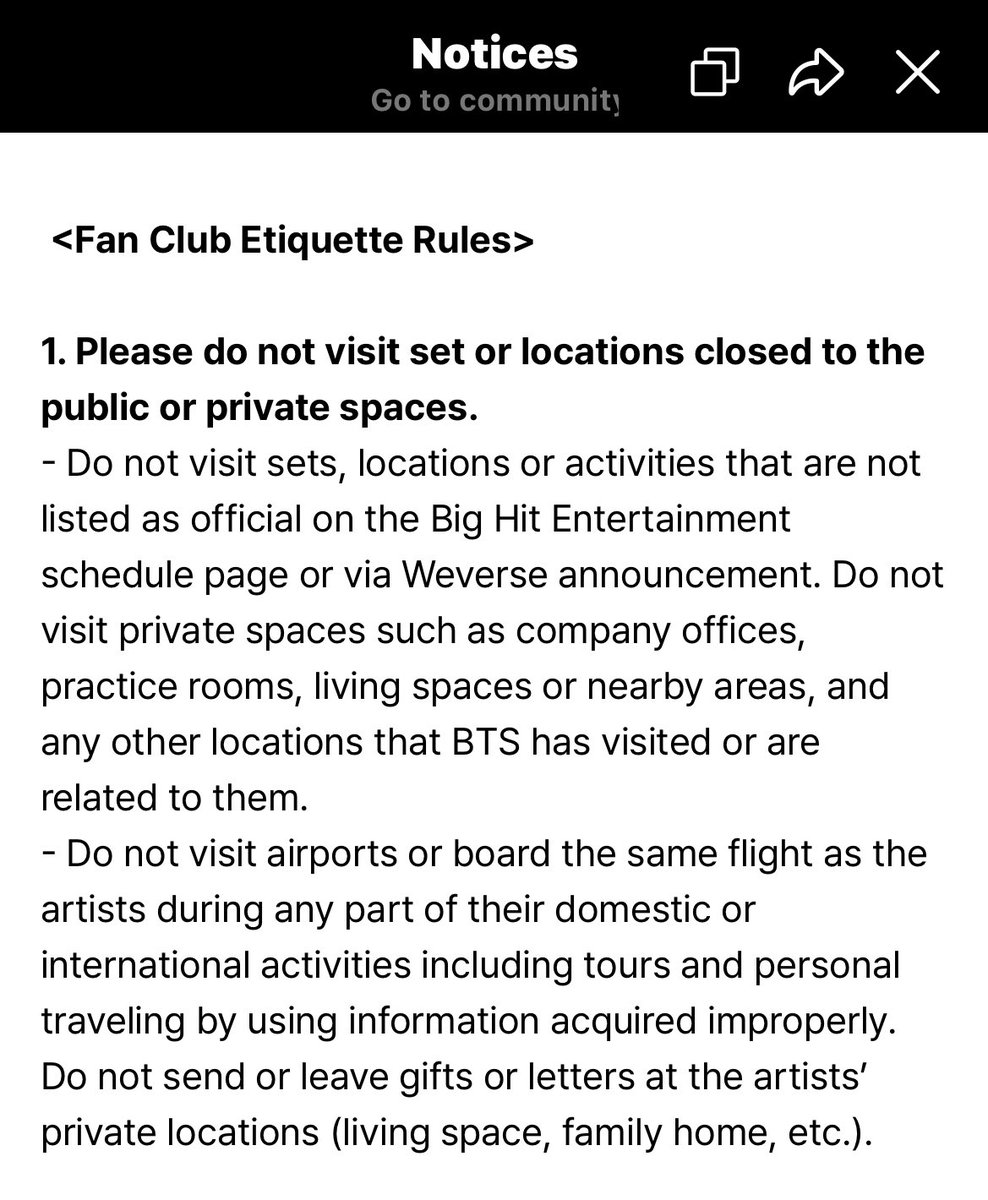 nisaaaaBTS's tweet photo. “Do not visit airports or board the same flight as the artists during any part of their domestic or international activities INCLUDING TOURS and personal travelling” https://t.co/s3VdzbnAcl