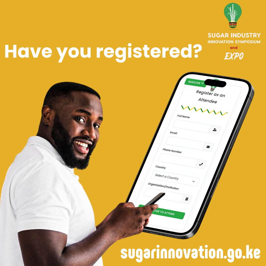 Join us for the 4th Sugar Industry Innovation Symposium &amp; Expo 2025 – TUSONGE Edition!
2–4 Dec 2025 | Grand Royal Swiss Hotel, Kisumu
Free entry – just register: sugarinnovation.go.ke

#TUSONGE #SIISAndExpo25