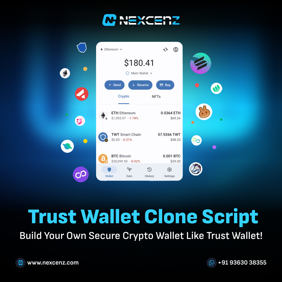 nexcenz's tweet image. Create your own multi-crypto wallet app with our #TrustWalletCloneScript. Enjoy top-notch security, dApp integration & complete customization.Launch your secure #cryptowallet today!
Get Free Demo-nexcenz.com/trustwallet-cl…
#cryptowalletdevelopment #cryptowalletscript #Web3 #Crypto