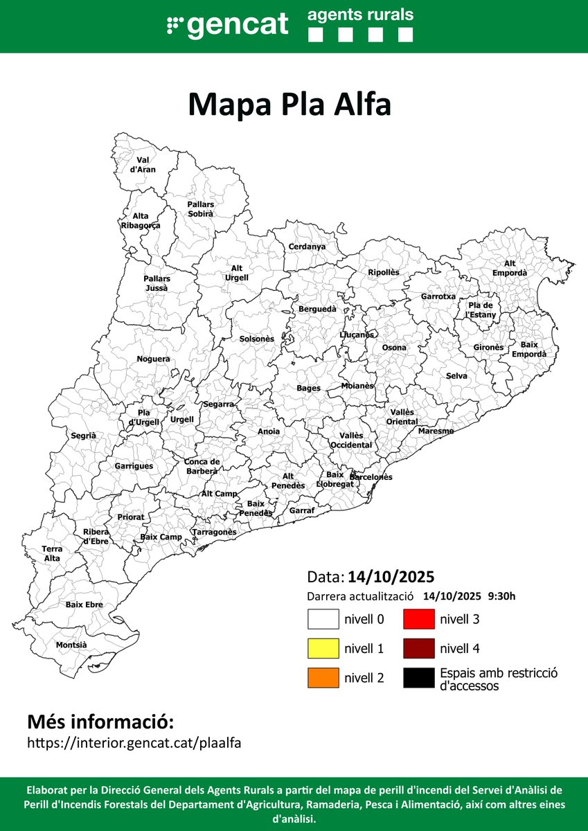 Bon dia!
🔴 Aquest és el mapa del #PlaAlfa per avui, dia 14/10/2025