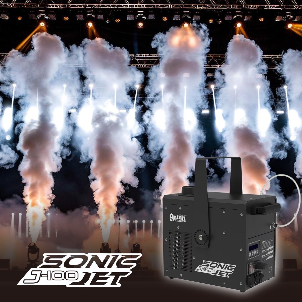 AntariOfficial's tweet image. 🔥 Meet the Antari J-100 SonicJet — the next-gen jet fog machine built for power and precision.

Turbo Fan Jet. IP-rated housing. Compact size. Monster output.

💨 Fog that hits like a punch. 

#antari 
#specialfx 
#fogmachine