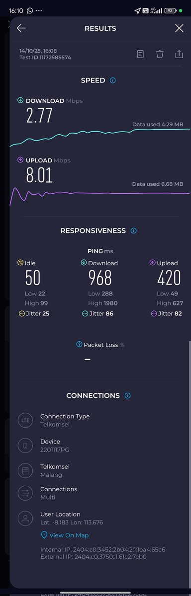 tedrpp's tweet photo. Hi tsel @Telkomsel saya salah satu pengguna halo plus. Please check the data connection below. Ditunggu follow up-nya. Terima kasih.. https://t.co/A2yHEC1PbF