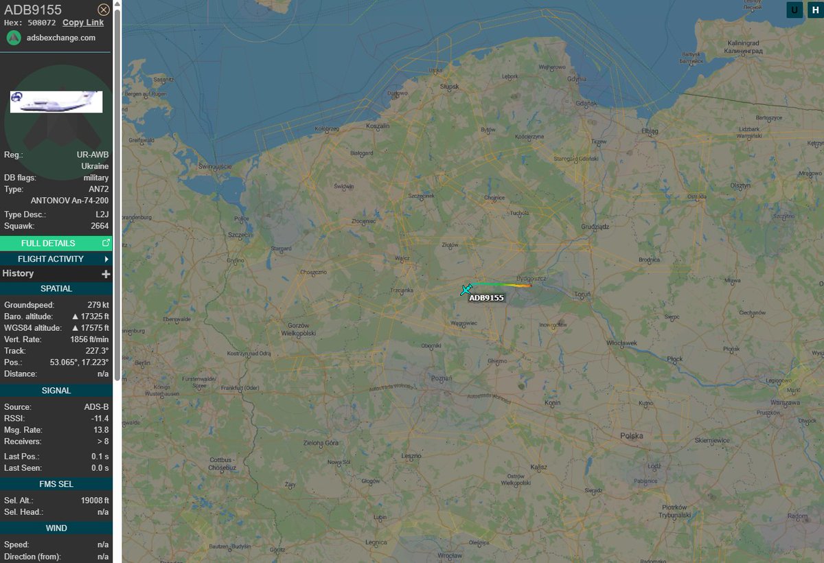 PolishMilRadar's tweet photo. 📅14.10⌚️11:14LT - An-74 wystartował z Bydgoszczy

Z Bydgoszczy #EPBY wystartował ✈️ #ADB9155 Antonov An-74TK-300D "UR-AWB" należący do Antonov Airlines 🇺🇦. Samolot kieruje się do Lipska #EDDP w Niemczech 🇩🇪, gdzie znajduje się obecnie główna baza firmy Antonov.
🔗https://t.co/6iaXFzwczW

#POLMILRADAR
