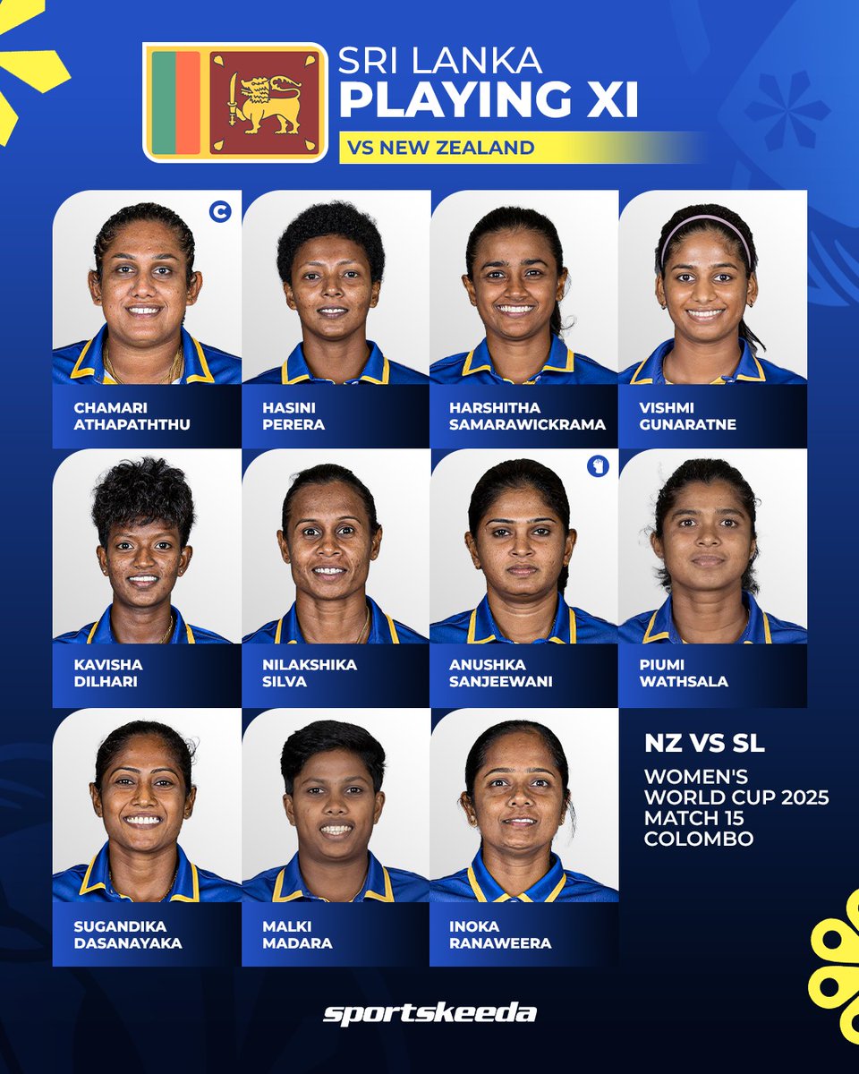 Sportskeeda's tweet image. Here are the playing XIs for Sri Lanka &amp;amp; New Zealand! ⚡

#SLvNZ #Cricket #CWC #Sportskeeda
