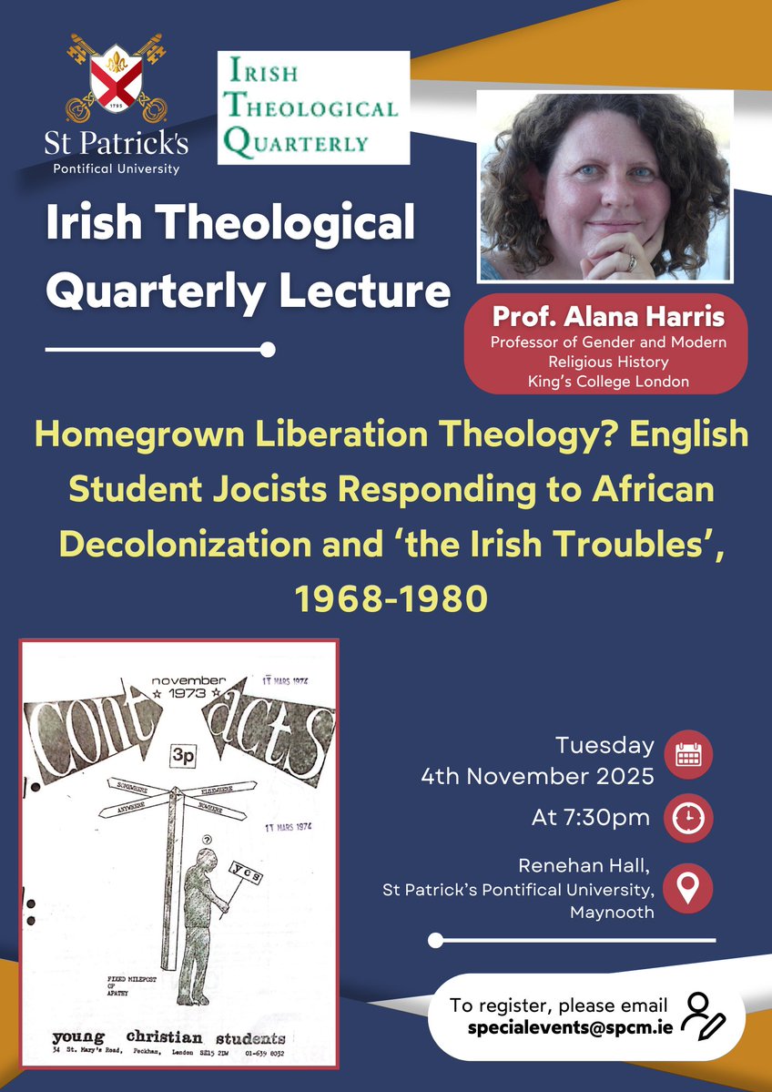 StPatsMaynooth's tweet image. Another date for your diary: Prof Alana Harris, King's College London, will give an ITQ lecture next month, 4th November.
Please email specialevents@spcm.ie to register your place.
#stpatricks #maynooth #publiclecture