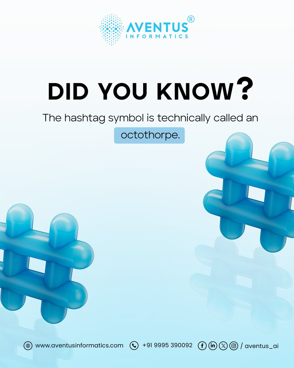 Aventus_AI's tweet image. Ever wondered what # really stands for? It’s called an octothorpe!

#FunFact #Octothorpe #HashtagTrivia  #AventusInformatics