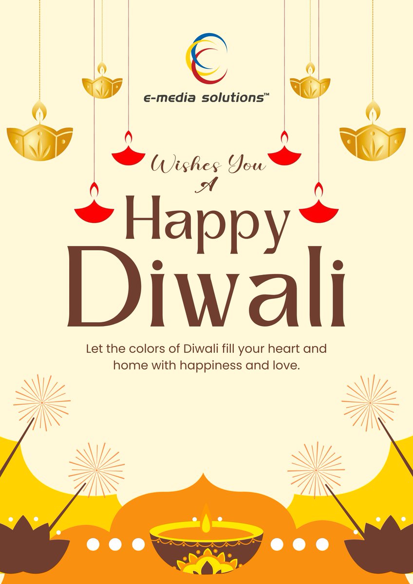 emediasolution's tweet photo. E-Media Solutions wishes everyone a very happy, lovely and prosperous Diwali. May the Festival of Lights bring positivity, growth, and success. #happydiwali2025 #HappyDiwali #Diwali #Diwali2025 #Deepavali2025 #Deepotsav https://t.co/1WCou1JBZO