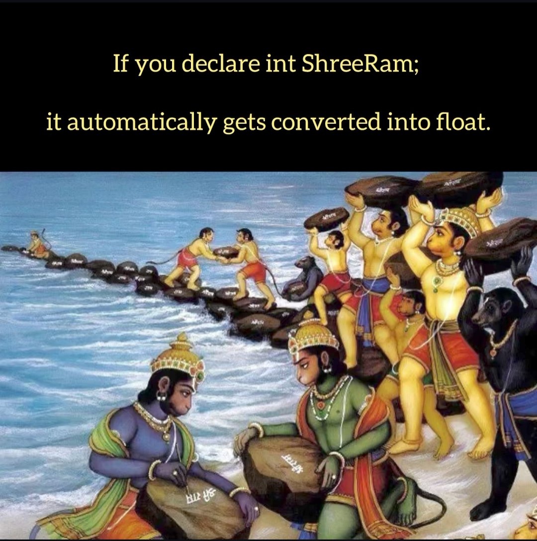 mitishraina's tweet image. Oh! Now I clearly understood what exactly is "Implicit typecasting"😭😭🙏
Drop Jai Shree Ram in comments if you got it too! Lol
#programming #cs #computerscience
