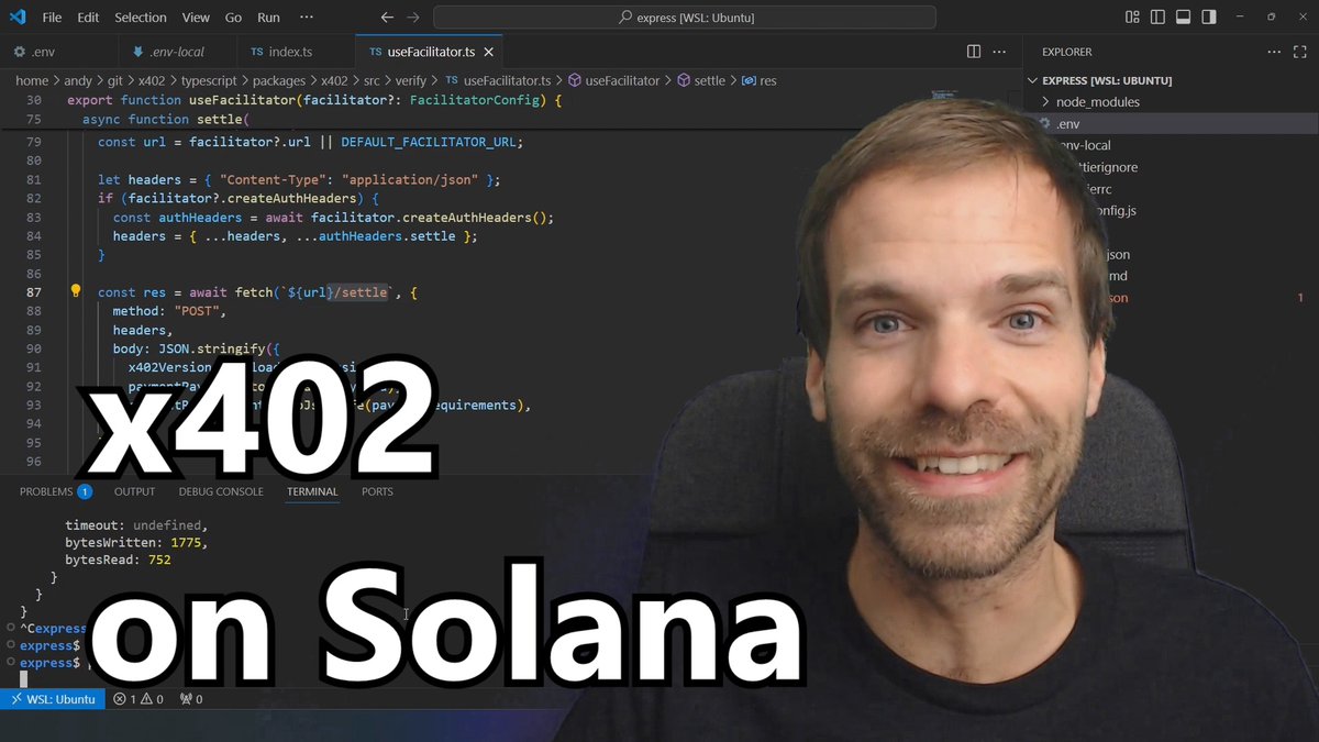 And here it is! the x402 for Solana deep dive!

we will be running the Server, Client and Facilitator for Solana Devnet ourselfs!

Watch and learn 👇