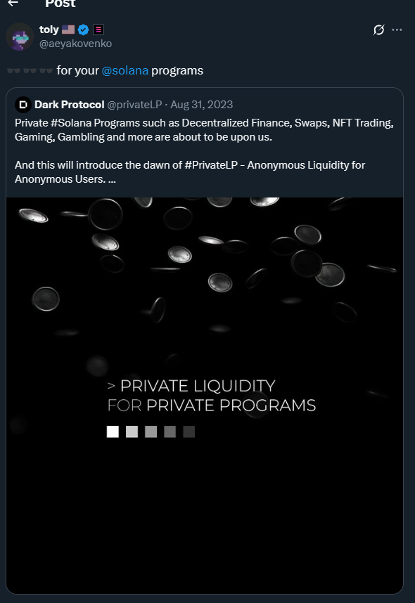 hypermaddd's tweet image. The Privacy Revolution on Solana Has Begun
The crypto world is growing fast — but one thing is still missing: privacy.
Every transaction, every wallet, every move is visible on-chain.
And that’s exactly where Dark Protocol steps in — filling Solana’s biggest gap.
Still 3.5M…