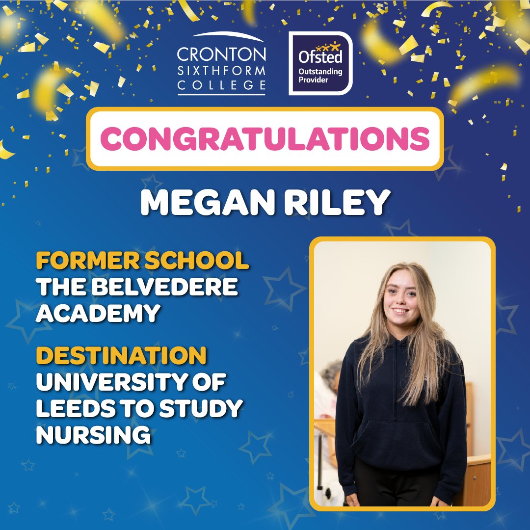 crontoncoll's tweet image. It’s #TLevelsWeek! Congratulations to the Class of 2025 – T Level Health (Nursing Cadets)!

Isabelle Skitt – @edgehill – Nursing (Child)
Jess Brown – @SalfordUni – Diagnostic Radiography 
Megan Riley – @UniversityLeeds – Nursing