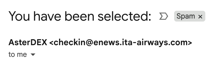 ITA Airways mailing list got hacked to shill (phish) Aster

My DEX is different

Hyperliquid