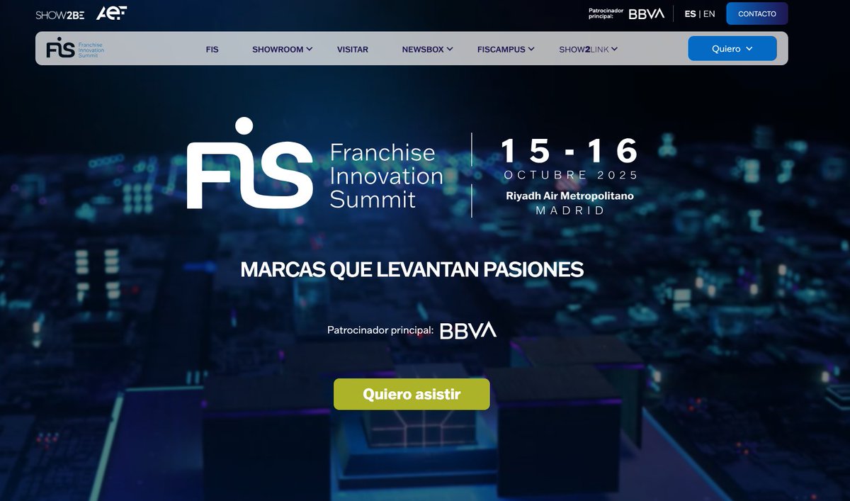 🚀 Franchise Innovation Summit 2025
📅 15 y 16 de octubre – Madrid
El mayor encuentro del ecosistema de franquicias llega al Riyadh Air Metropolitano bajo el lema “Franchises that inspire passion”.

🔗 Más info: f.mtr.cool/sxexksgweo

#FranchiseInnovationSummit #FIS2025