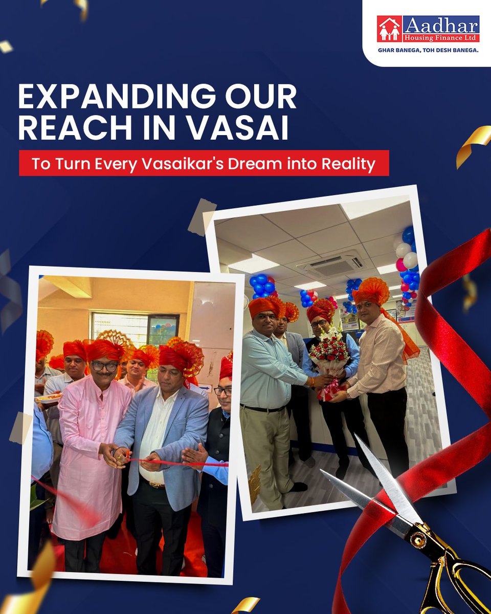 AadharHousing's tweet image. Aadhar is proud to announce the opening of its new branch in Vasai, bringing more families closer to owning their dream home and turning aspirations into reality.

#AadharHousingFinance #NewBranch #Vasai #BranchOpening #GharBanegaTohDeshBanega
