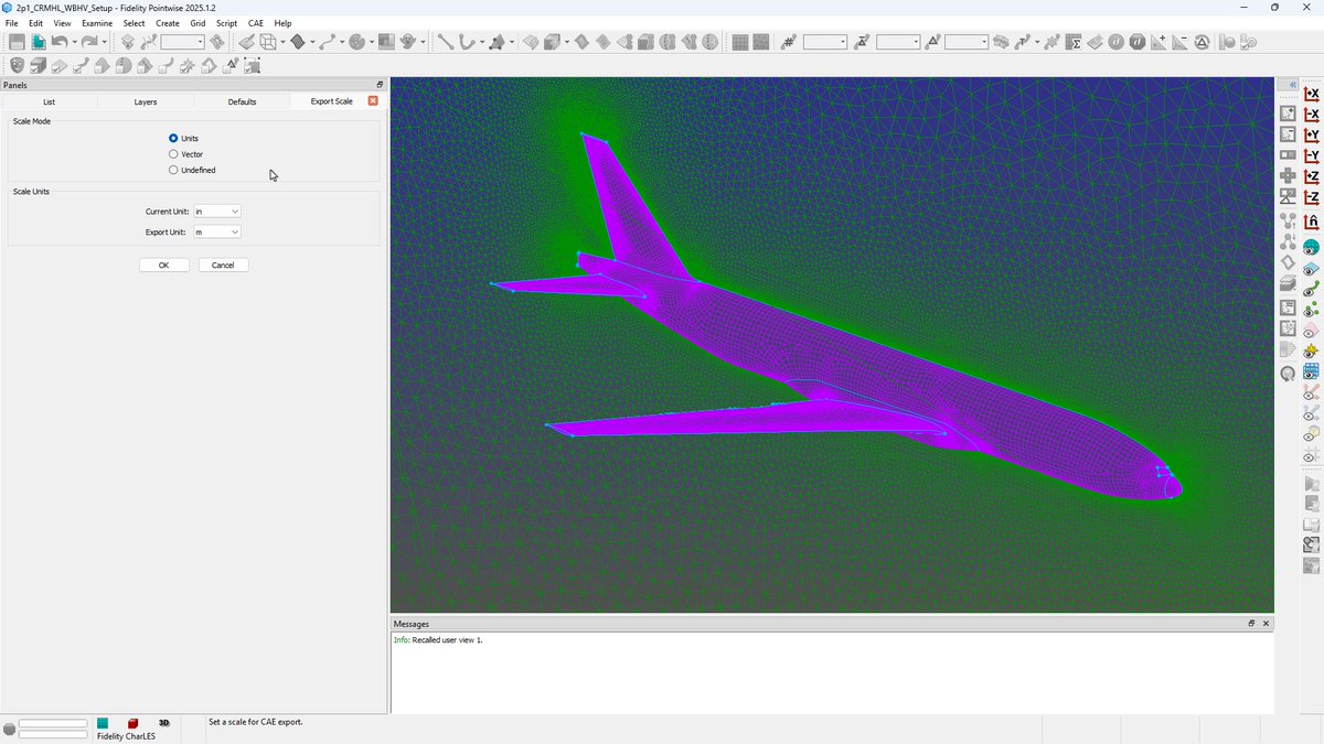 CadenceCFD's tweet image. New in Fidelity Pointwise 2025.1 ➡️ Scale on Export

Easily convert units (inches → meters) when exporting your mesh.

Watch the quick tutorial 🎬 youtu.be/hTQYEnAbMzQ

#FidelityPointwise #meshing #TutorialTuesday