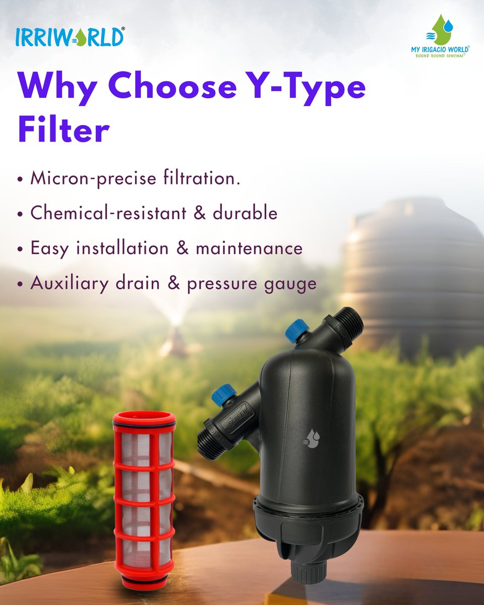 myirigacioworld's tweet photo. Protect your irrigation system with our Y-Type Screen / Disc Filters – Smart, Durable &amp; Reliable! ✨
✅ Chemical-resistant &amp; long-lasting
✅ Removes dirt for crystal-clear water
#YTypeFilter #SmartIrrigation #CleanWater #DiscFilter #FarmTech #SustainableFarming #myirigacioworld https://t.co/f1B9VO3BaW