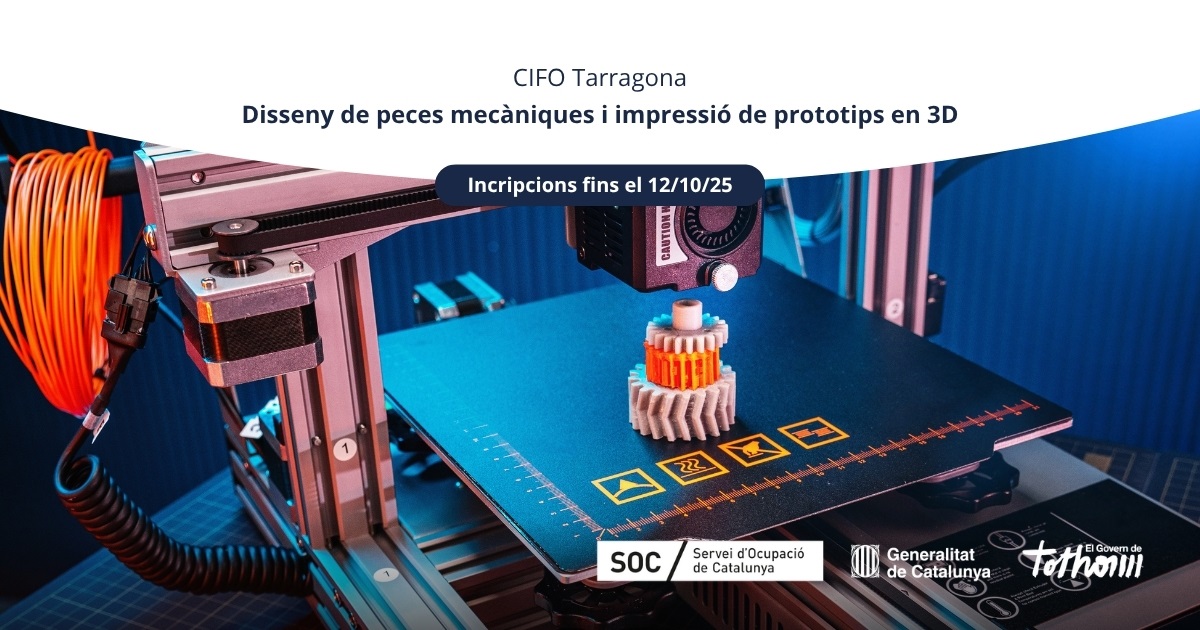 ocupaciocat's tweet image. 📢 Encara sou a temps!

📍 Curs &apos;Disseny de peces mecàniques i impressió de prototips en 3D&apos; al #CIFO Tarragona

📆 Inici: Demà 15/10
⏰ 225 h
📜 Certificat professional
👉 #Formació 100% subvencionada

📲Més informació i preinscripció: 

serveiocupacio.gencat.cat/ca/persones/vu…

#FonsUEcat