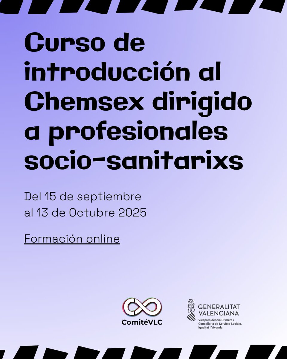 Comité Antisida VLC (@comitevlc) on Twitter photo Finaliza con éxito la segunda edición del Curso de Formación en #Chemsex para Profesionales Socix-sanitarixs, impulsado por <a href="/ComiteVLC/">Comité Antisida VLC</a> y la <a href="/GVAIgualtat/">GVAIgualtat</a>
120 plazas, mirada multidisciplinaria y compromiso con una atención libre de estigmas. 💪🌈
#SaludSexual #Diversidad #Formación Finaliza con éxito la segunda edición del Curso de Formación en #Chemsex para Profesionales Socix-sanitarixs, impulsado por <a href="/ComiteVLC/">Comité Antisida VLC</a> y la <a href="/GVAIgualtat/">GVAIgualtat</a>
120 plazas, mirada multidisciplinaria y compromiso con una atención libre de estigmas. 💪🌈
#SaludSexual #Diversidad #Formación
