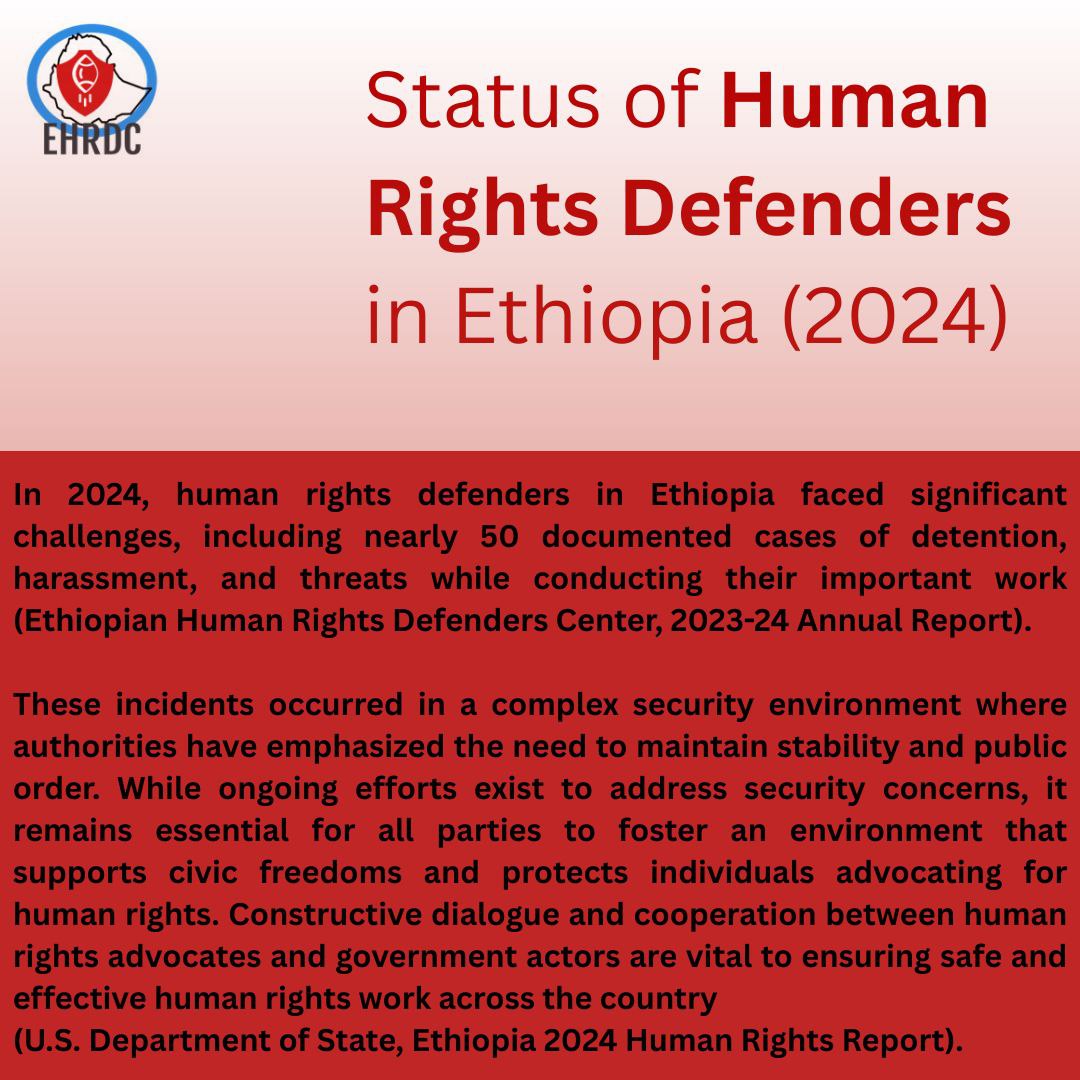 Recognizing the escalating challenges faced by Human Rights Defenders in #Ethiopia. Their continuous dedication to Human Rights, often under immense pressure, requires our collective vigilance and support.

#Wedefenddefenders