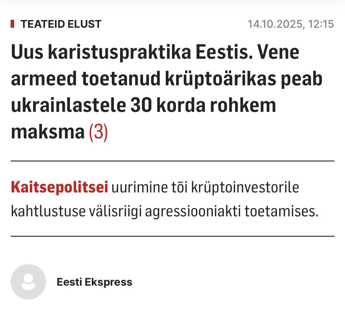 A crypto investor in Estonia who made Bitcoin transfers to Russian soldiers for purchasing war equipment was required, as punishment, to donate an amount 30 times larger to an organization supporting Ukraine. The recipient was randomly selected by the prosecutor’s office.