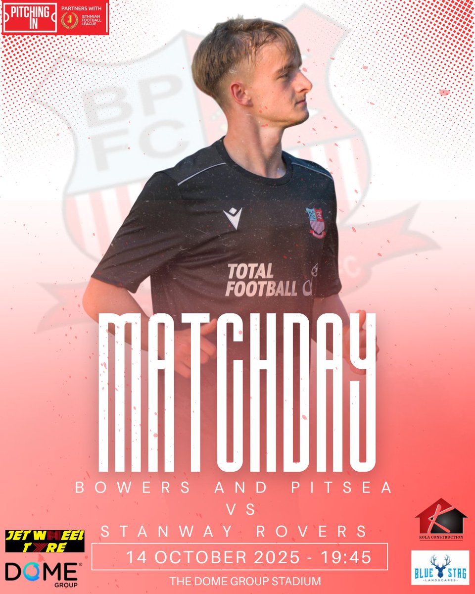 Tonight we host <a href="/StanwayRovers/">Stanway Rovers FC</a> at The Dome Group Stadium (previously known as The Len Salmon). Come down and support the reds as they look to continue this fine run of form. 

🏟️ The Dome Group Stadium 
📍SS13 2BE 
⏰Kick off 19:45
🏆 <a href="/IsthmianLeague/">The Pitching In Isthmian League</a>
