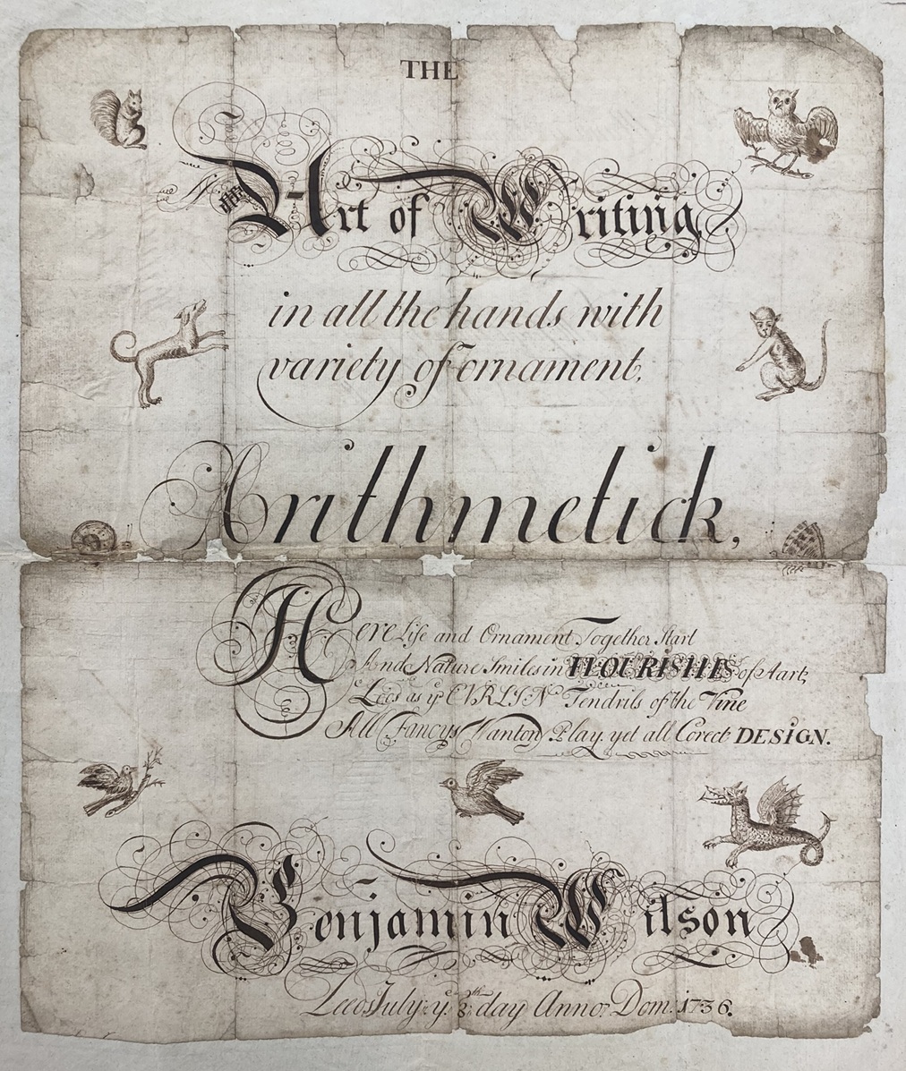 DerbyshireDRO's tweet image. Our #ArchiveOfTheWeek is this example of gorgeous calligraphy. Benjamin Wilson was only 15 when he made this in 1736 and was largely self-taught. He later moved to London and became a painter, theatre manager and scientist!