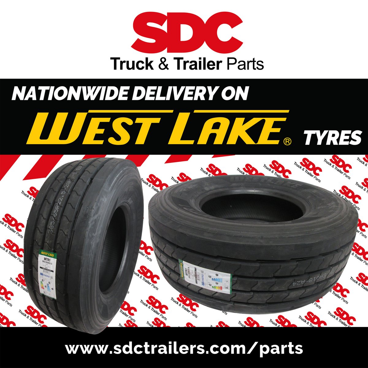 SDCParts's tweet image. WESTLAKE TYRE - 385/65R22.5
Also available in Tyre-only at SDC Truck &amp;amp; Trailer Parts branches throughout the UK &amp;amp; Ireland. 

Get in touch with your local SDC Parts representative for pricing: sdctrailers.com/contact/depart…

#truckparts #trailerparts #alwaysdelivering