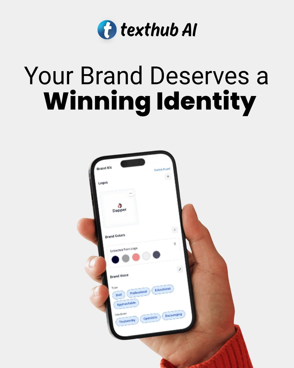 texthubai's tweet image. Create a market-winning brand identity that connects well with your audience, builds consistency, and stands out from the competition. 

With Texthub AI, you can even do more than create your brand identity. 

Tap the link in the bio to learn more! 🚀✨ #TexthubAI #Brand…