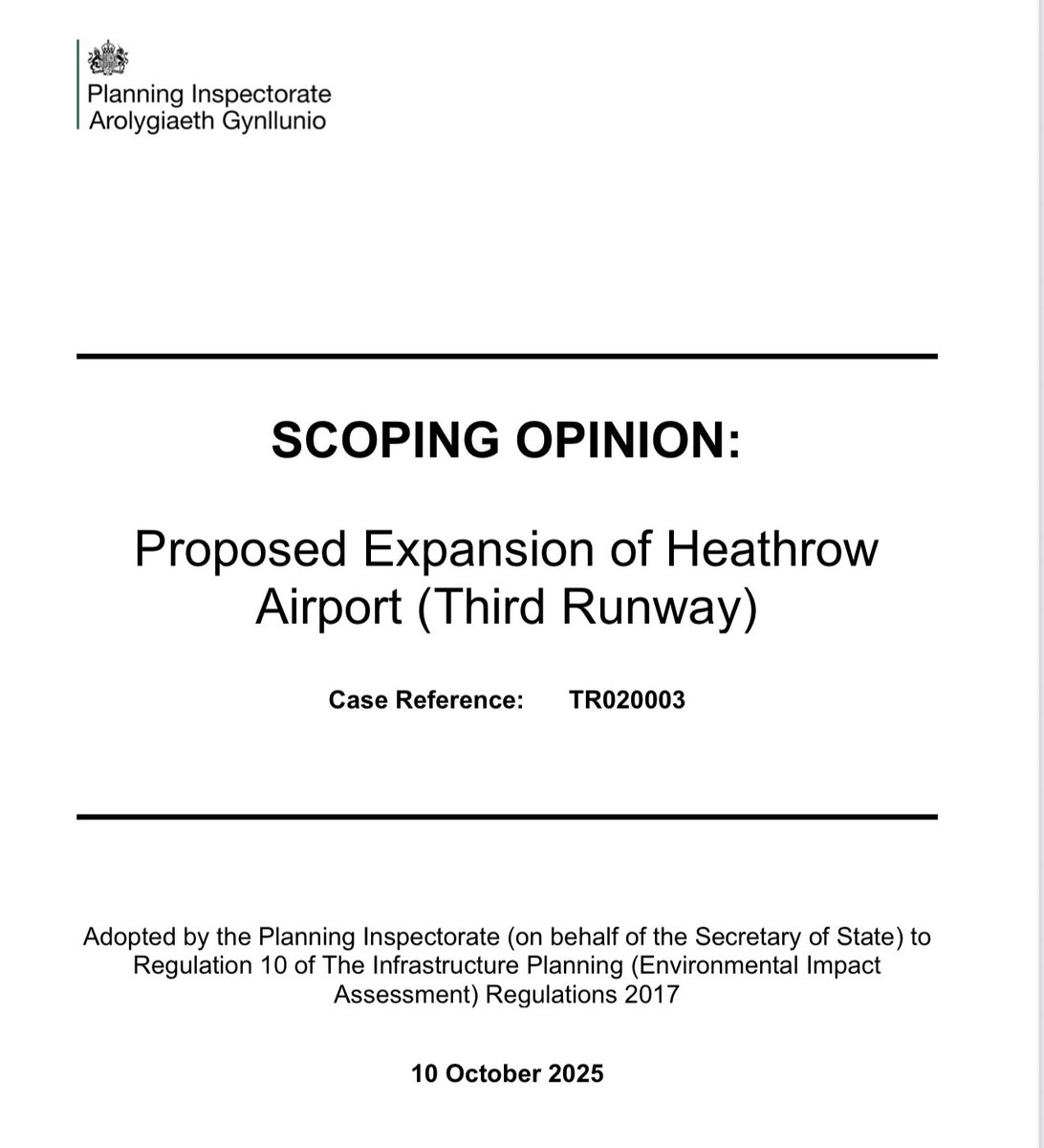 🚨 Heathrow Expansion: The Scoping Opinion has been published.
It defines what must be assessed in the Environmental Impact Assessment.
🔗 tinyurl.com/ydp8b4by
To stay in the know about Heathrow visit heathrowexpansionwatch.org