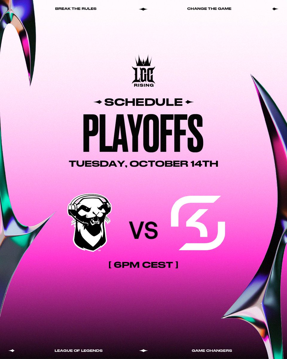 Game Changers (@lolgamechangers) on Twitter photo SECOND DAY OF PLAYOFFS, SECOND ELIMINATION MATCH ⚔️
<a href="/BlueOtterGG/">Blue Otter</a> faces <a href="/SKGamingLeague/">SK Gaming League of Legends</a> Avarosa at 6pm CEST!
🇬🇧 twitch.tv/lec
🇫🇷 twitch.tv/pogtv_lol SECOND DAY OF PLAYOFFS, SECOND ELIMINATION MATCH ⚔️
<a href="/BlueOtterGG/">Blue Otter</a> faces <a href="/SKGamingLeague/">SK Gaming League of Legends</a> Avarosa at 6pm CEST!
🇬🇧 twitch.tv/lec
🇫🇷 twitch.tv/pogtv_lol