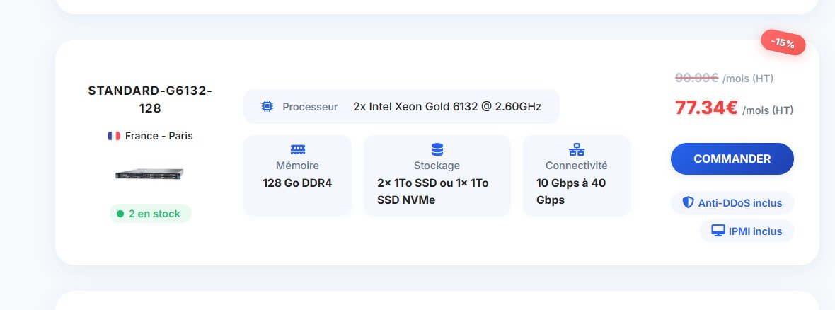 Plusieurs nouveaux serveurs en stock de 10 à 40 Gbps sous Intel Xeon Gold en France à Paris à -15% ! 😊

#serveur #France  #Paris  #DataCenters