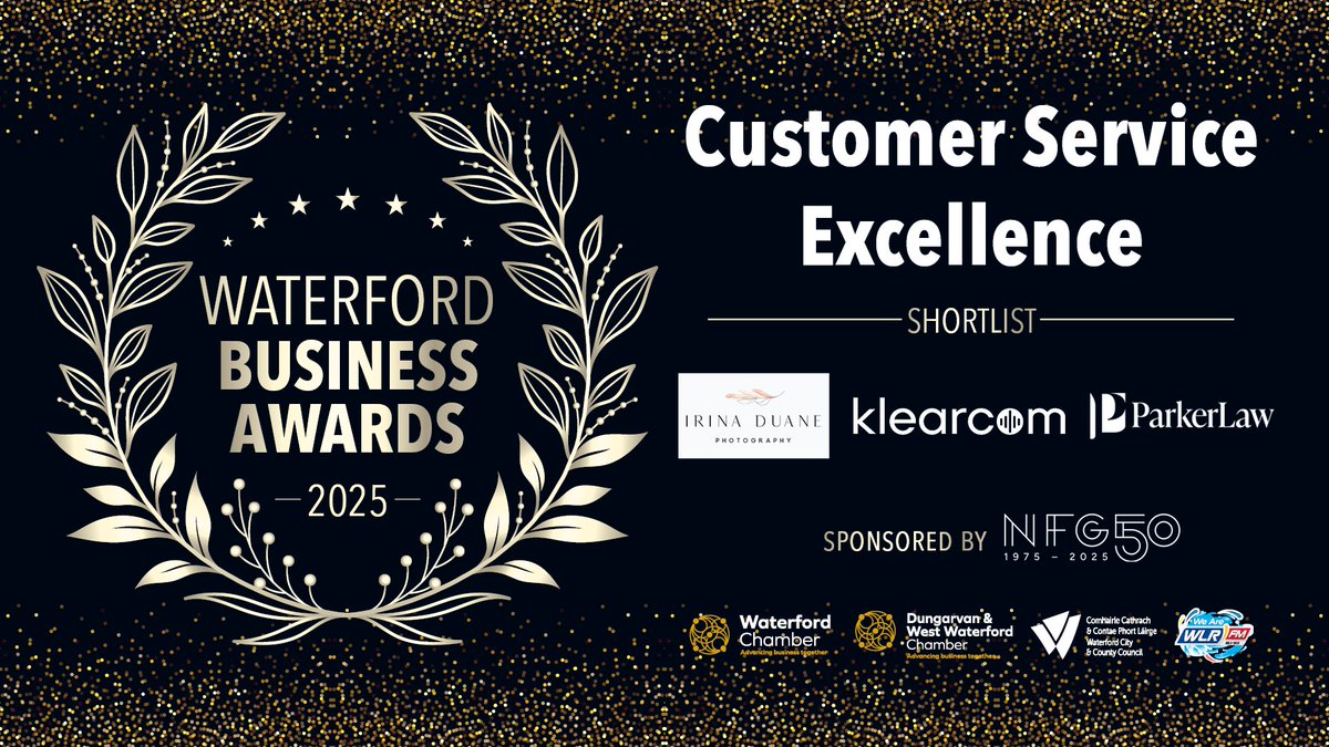 KlearcomTech's tweet image. 🎉 We’re delighted to share that Klearcom has been shortlisted for Customer Service Excellence at the Waterford Business Awards 2025.
#WaterfordBusinessAwards #CustomerServiceExcellence #Klearcom