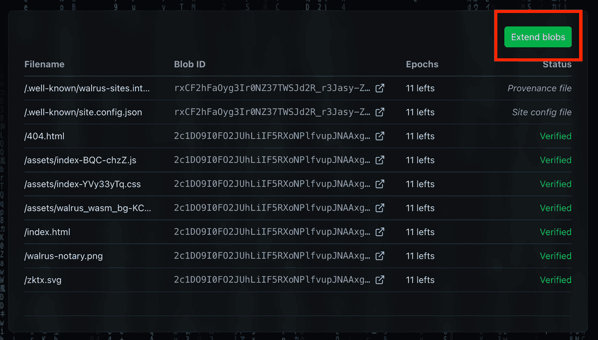 Integrity must be preserved.
notary.wal.app update

🔎 Check remaining epochs
⏳ Extend your blobs

Keep your verified sites alive — and trusted. 🔐