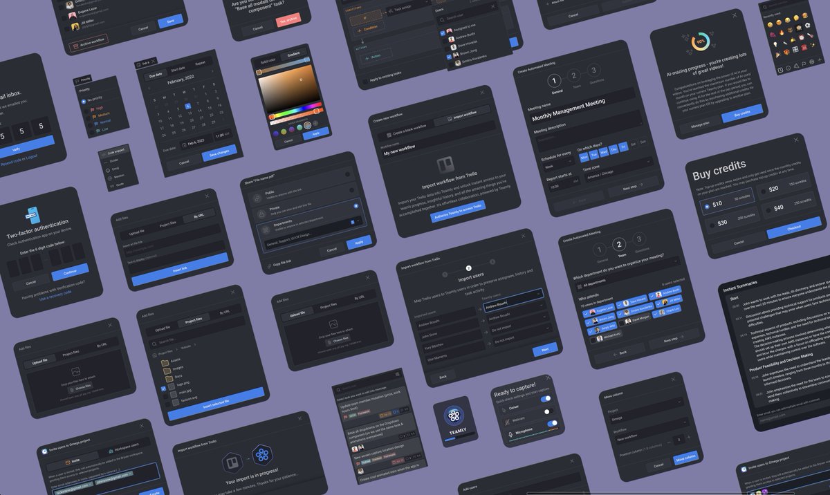 nuetige's tweet photo. Teamly Design System — Dark UI Components for SaaS Dashboard https://t.co/LzmBCqgICt