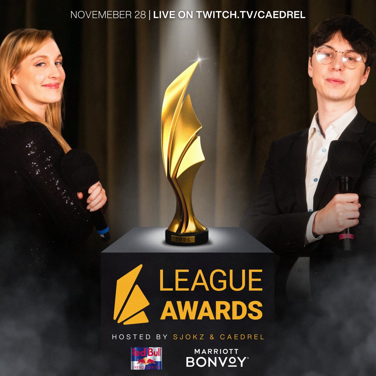 THE LEAGUE AWARDS ARE BACK FOR 2025!

<a href="/Caedrel/">Caedrel</a> &amp; <a href="/sjokz/">Eefje Depoortere</a> are your hosts for this celebration of the lolesports year on November 28th on twitch.tv/caedrel

SEE YOU THERE! ♥️♥️