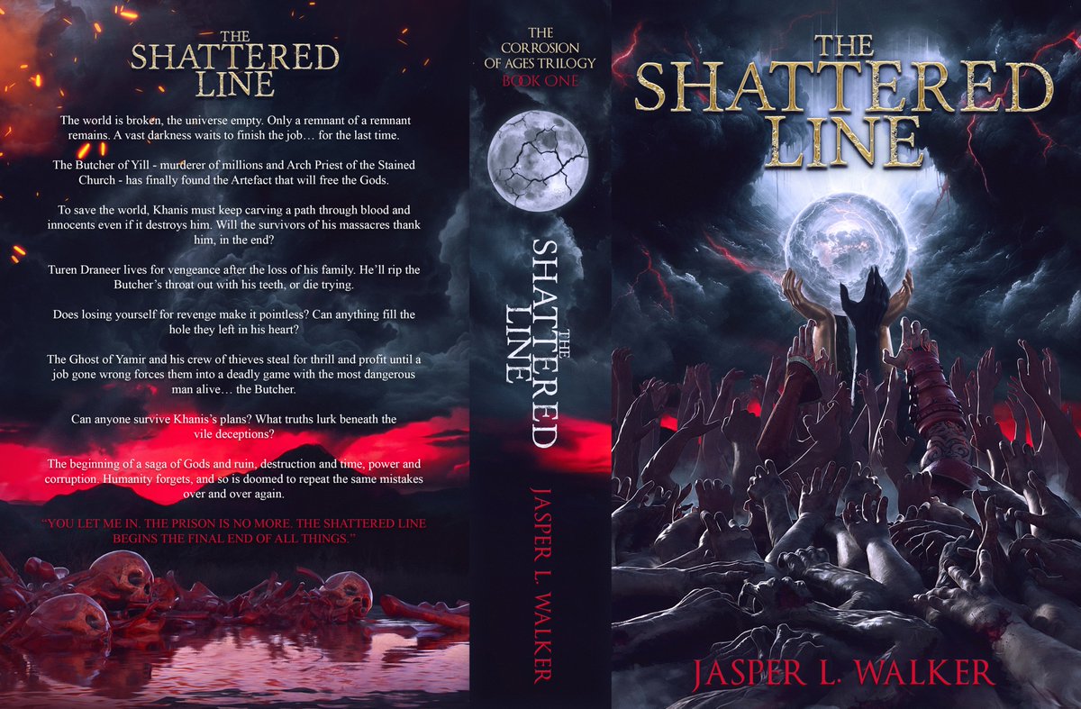 I am thrilled to finally reveal the cover of my ambitious debut to you lovely people.

A mix of Heist, Military, Horror, Revenge, Conquest, Cosmic Horror,  Romance, Magical Discovery, Apocalypse, and Grimdark Epic Fantasy.

ARC Signup: JasperLWalker.com
#Grimdark #Artwork