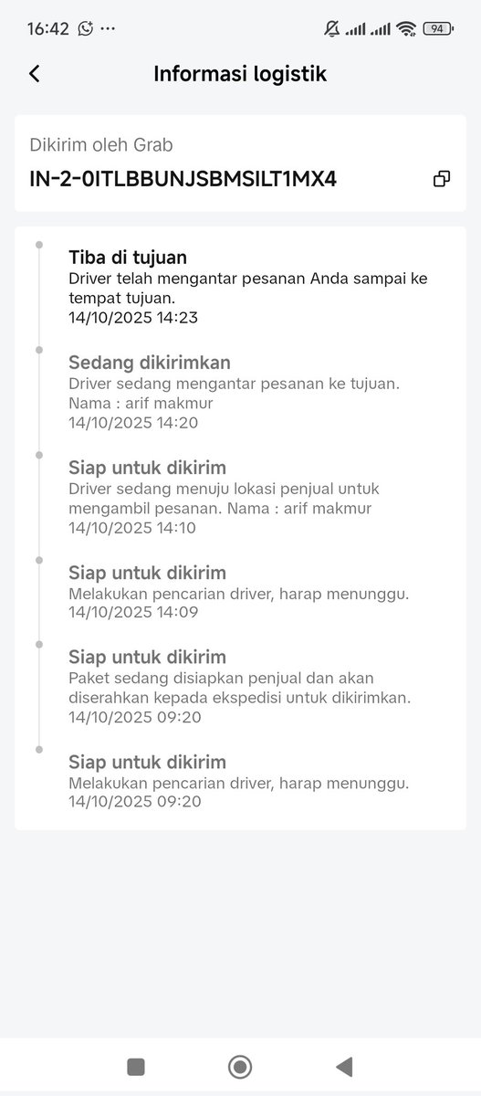 DuniaSaftindo's tweet photo. @TokopediaCare @GrabID tolong dibantu ini indikasi driver nakal dan kami dikomplain oleh pembeli, foto paket diterima juga tidak keluar di sistem @tokopedia, tolong dibantu telusurin masalah ini... https://t.co/iInTa6KD3P