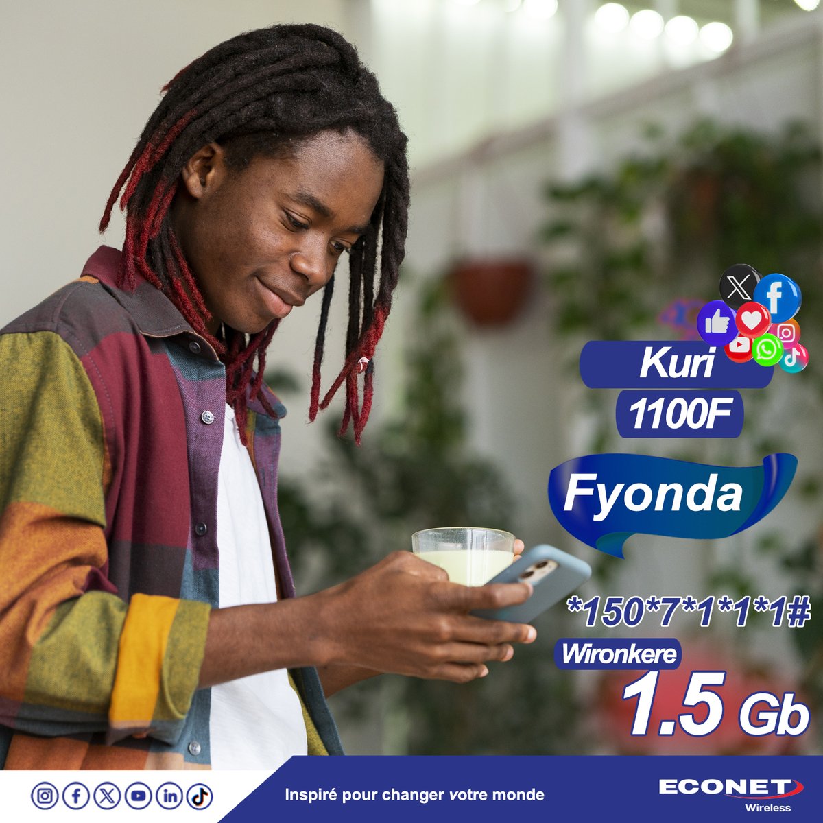 💙🌍 Gura agaseke ka 1.5GB ya Interneti 4G yihuta kandi yizewe maze uganire ku mihora yose ngurukana bumenyi n'amakuru.

Fyonda *150*7*1*1*1# maze wironkere kano gaseke ku mafranga 1100Fbu💪📶

#EconetWireless
#GumaKuMuhora